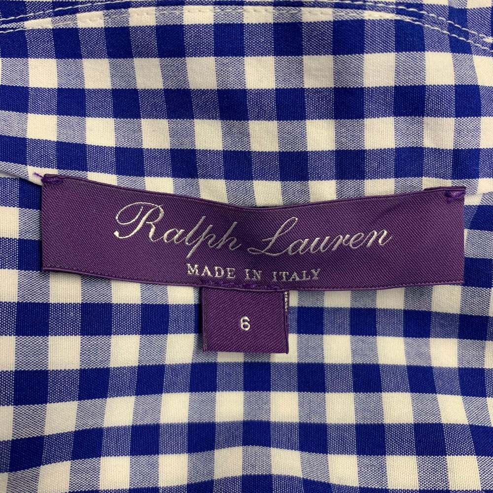RALPH LAUREN -Rivera- Blue White Cotton Gingham Long Sleeve Dress - Picture 5 of 7